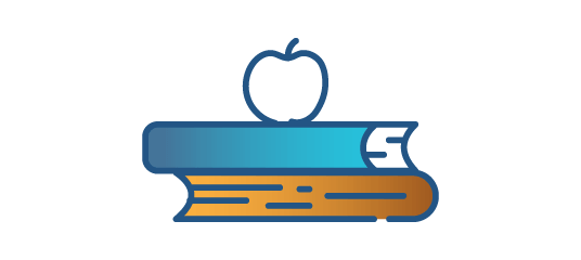 Illustration of apple and books