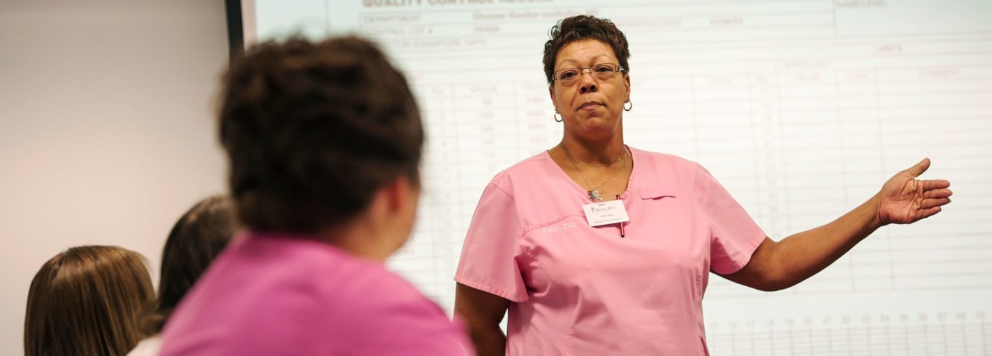 Instructor teaching a healthcare class
