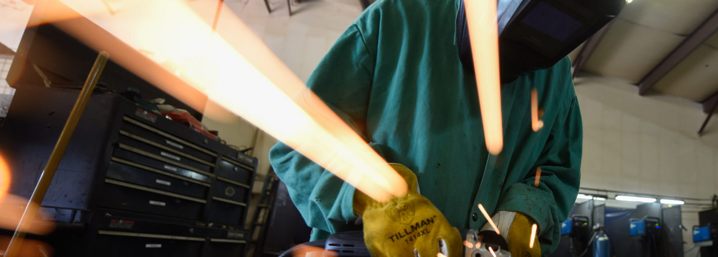 Piedmont Virginia Community College welding program students at the Virginia School of Metal in Troy, Va. August 18. 2019