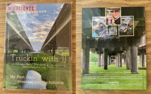 Front and back cover of the book Trucking with JJ
